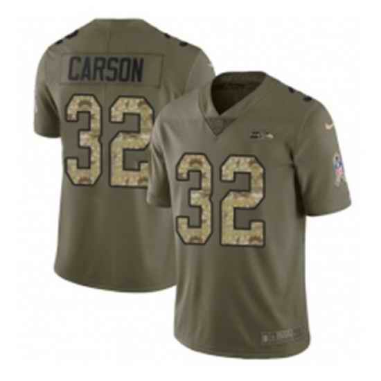 Mens Nike Seattle Seahawks 32 Chris Carson Limited OliveCamo 2017 Salute to Service NFL Jersey
